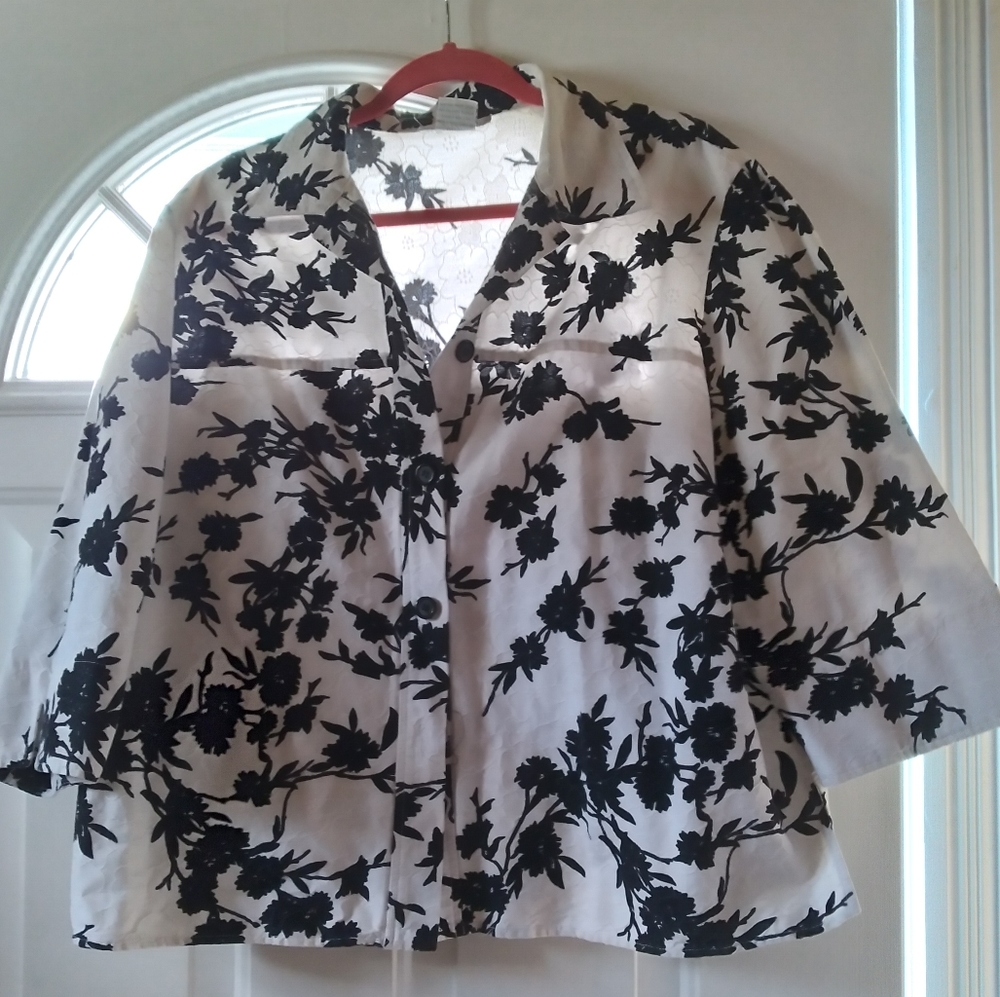 Plus size white and black jacket